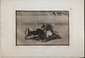 Stierengevechten: Een Picador Wordt van Zijn Paard Gegooid en Valt Onder de Stier door Francisco de Goya