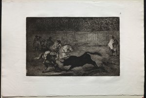Stierengevechten: Een Spaanse Ruiter Breekt Korte Speren met de Hulp van Assistenten door Francisco de Goya
