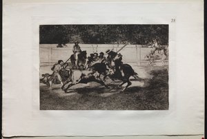 Stierengevechten: De Krachtige Rendon Steekt een Stier met de Piek, Waarbij Hij in de Ring in Madrid Overleed door Francisco de Goya