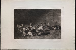 Stierengevechten: Twee Teams van Picadors Achtereenvolgens Door Een Enkele Stier, 1876 door Francisco de Goya