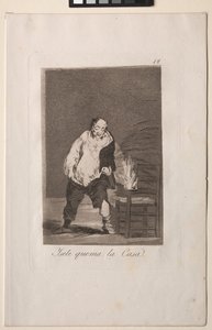 Caprichos: En zijn huis staat in brand door Francisco de Goya