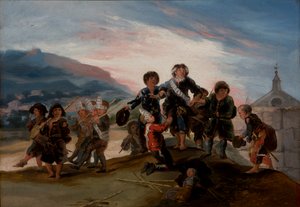 Kinderen die soldaatje spelen door Francisco de Goya