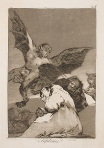 Ze blazen hen in de oren door Francisco de Goya