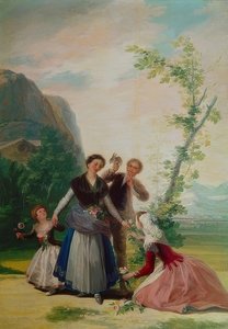 De bloemenmeisjes of lente door Francisco de Goya