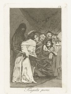 Doorslikken, hond door Francisco de Goya