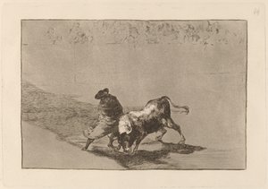 El diestrisimo estudiante de Falces, embozadoburla al toro con sus quiebros door Francisco de Goya
