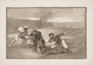 Een andere manier van jagen te voet door Francisco de Goya