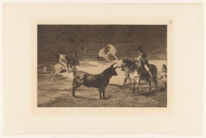 Fernando del Toro daagt een stier uit door Francisco de Goya