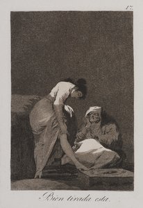 Het is mooi gespannen (Bien tirada está) door Francisco de Goya