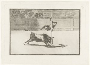 Juanito Apiñani in de arena van Madrid door Francisco de Goya