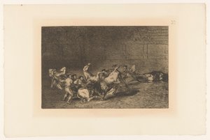 Picador steekt een lans in een stier door Francisco de Goya