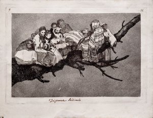 Belachelijke Dwaasheid uit de serie Los Disparates, 1815-1819 door Francisco de Goya