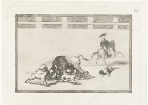 Stier aangevallen door honden door Francisco de Goya