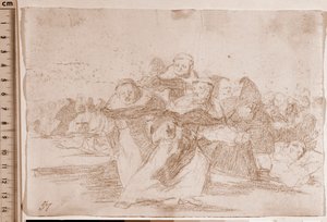De rampen van de oorlog: Alles is in de war (voorbereidende tekening) door Francisco de Goya
