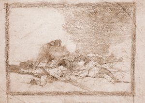 De rampen van de oorlog: Daarom ben je geboren (voorbereidende tekening) door Francisco de Goya