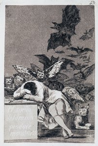 De Slaap van de Rede Produceert Monsters. Capricho Nr. 43 door Francisco de Goya