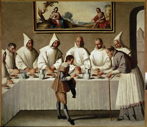 Het wonder van St. Hugo in de refter van de Kartuizers door Francisco de Zurbaran