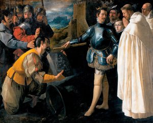Sint Petrus Nolasco herstelt het beeld van de Maagd door Francisco de Zurbaran