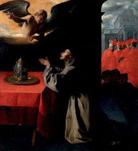 Het gebed van St. Bonaventura over de keuze van de nieuwe paus door Francisco de Zurbaran