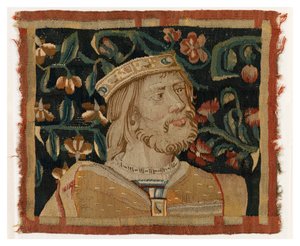 Tapijtfragment met het hoofd van een koning, late 15e eeuw (wol & zijde)