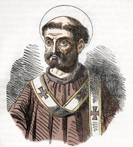Portret van paus Libere (Liberius) (352-366) Gravure uit 