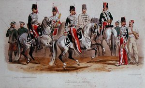 Franse Cavaleristen ten tijde van het Tweede Keizerrijk door Francois Hippolyte (after) Lalaisse