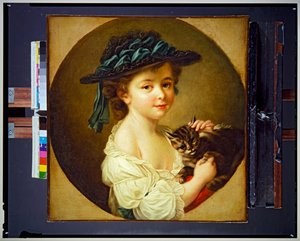 Meisje met Kat door Francois Hubert Drouais