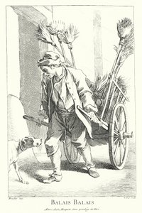 Bezemverkoper (gravure) door Francois (after) Boucher