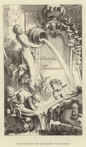 Frontispice van Diverse Fonteinen (gravure) door Francois (after) Boucher