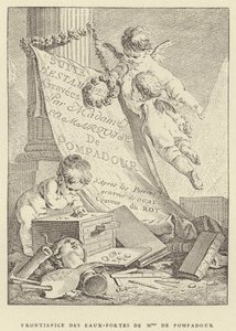 Frontispice van de etsen van Mme de Pompadour door Francois (after) Boucher