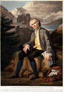 Jean Jacques Rousseau in Zwitserland, vervolgd en zonder asiel. Aquatint door Charon naar Boucher. 19e eeuw. Parijs, Musee Carnavalet. door Francois (after) Boucher