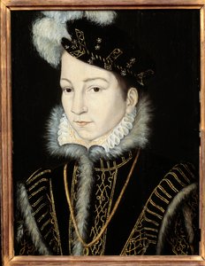 Portret van Karel IX, koning van Frankrijk (1550 - 1574) door Francois (workshop of) Clouet
