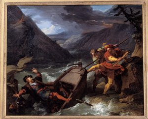 Guillaume Tell, held van de Zwitserse onafhankelijkheid, komt in opstand tegen de soevereiniteit van gouverneur Hermann Gessler door François André Vincent