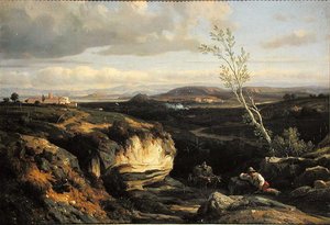 Italiaans Landschap door Francois Antoine Leon Fleury