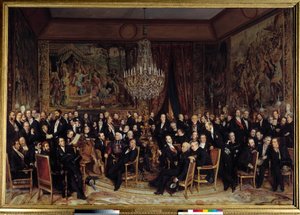 Avond in het Louvre met de Graaf van Nieuwerkerke door François Auguste Biard