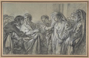 Christus en de vrouw die op overspel betrapt was door François Boucher