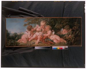 Vier putti in landschap