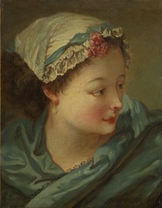 Hoofd van een jonge vrouw, vroege jaren 1730 door François Boucher