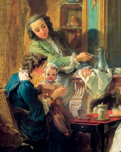 Lunchscène in een bourgeois interieur, detail 1739
