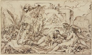 Nimfen en riviergoden door François Boucher