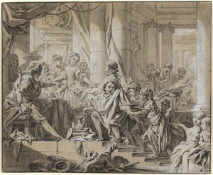 Sancho op de vlucht voor de bedienden van de hertog door François Boucher