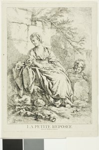 Rustende jonge vrouw door François Boucher