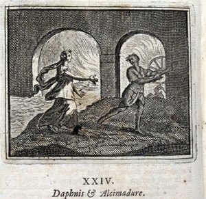 Daphnis en Alcimadura. Fabels door Jean de La Fontaine (1621-95). Illustratie door François Chauveau (1613-1676). Editie van 1728.