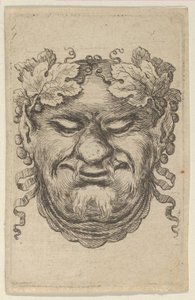 Masker van Bacchus met een Krans van Druivenbladeren en Lint, uit Divers Masques, ca. 1635-45