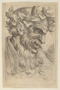 Satermasker met een Kroon van Klimop, naar Rechts Kijken, uit Divers Masques, ca. 1635-45 door Francois Chauveau