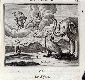De Zak. Fabels van Jean de La Fontaine. Illustratie door François Chauveau. Editie van 1728.