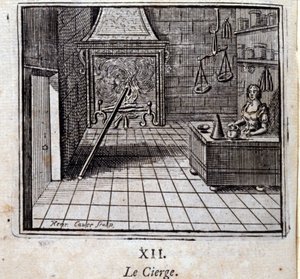 De kaars. Fabels van Jean de La Fontaine (1621-95). Illustratie door François Chauveau (1613-1676). Editie van 1728.