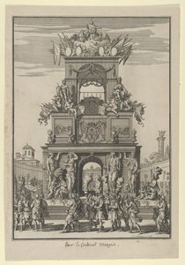Triomfboog opgericht ter ere van kardinaal Mazarin na het Verdrag van de Pyreneeën..., ca. 1664-65