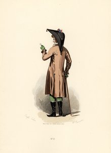 Man in hazelnootkleurige jas met monocle door Francois Claudius (after) Compte Calix