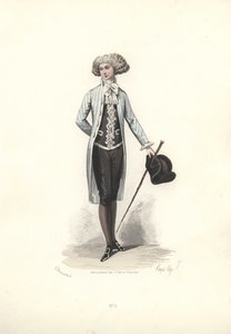 Elegante man in gestreepte jas, tijdperk van Marie Antoinette door Francois Claudius Compte Calix